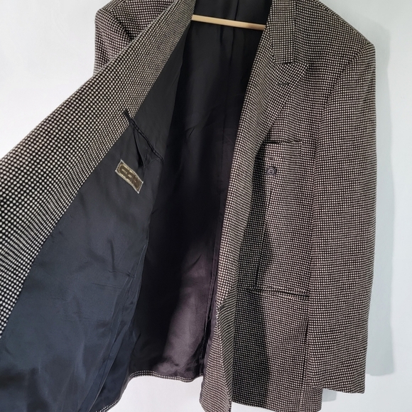 LINEA DOMIZIA Mens Wool & Cashmere Houndstooth Double Breasted Sport Coat Sz 44L - Picture 7 of 12